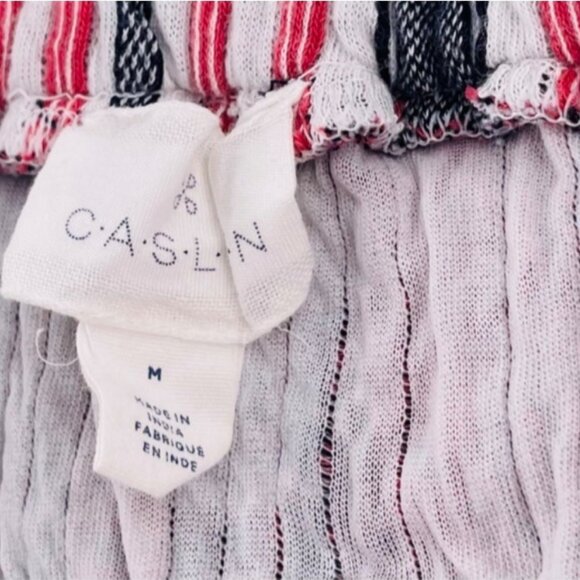 Caslon Striped Cotton Skirt With Pockets Elastic Waist Size Medium Blue Red - Picture 2 of 5